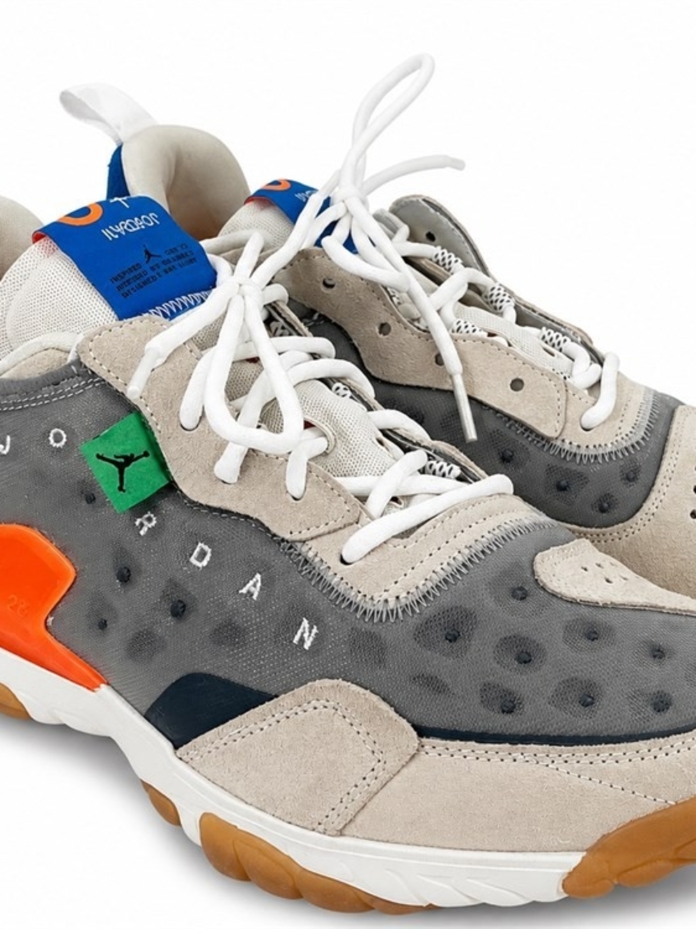 Nike Men’s Grey Suede & Mesh Sneakers with Orange and Navy Accents